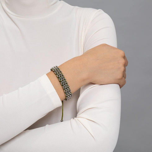 Liens de grenouille d'arbre | Bracelet Kismet Original | Vert x Argent